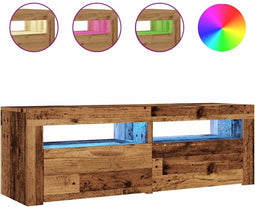 vidaXL - Tv-meubel - met - LED - 120x35x40 - cm - bewerkt - hout - oud - hout
