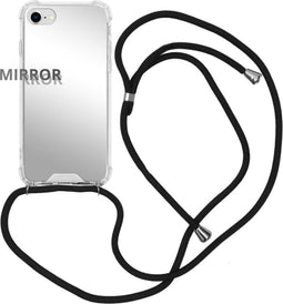 iMoshion Hoesje Geschikt voor iPhone SE (2022) / SE (2020) / 8 / 7 Hoesje Met Koord - iMoshion Mirror Backcover - Zilver