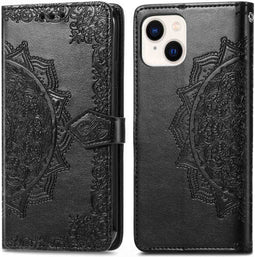 imoshion Hoesje Geschikt voor iPhone 15 Hoesje Met Pasjeshouder - imoshion Mandala Bookcase - Zwart