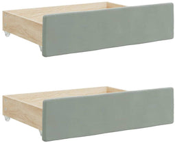 vidaXL - Opberglades - bed - 2 - st - bewerkt - hout - en - fluweel - lichtgrijs