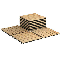 Coast Terrastegels Acaciahout 30,5 x 30,5 x 2,5 cm - Houten tegels - Antislip - Bruin (10 stuks)