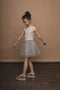 Le Chic Meisjes Jurk - Mouwloos - Opengewerkte stof en tule - Maat 116