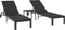 vidaXL - Ligbedden - 2 - stuks - met - wielen - en - tafel - - - zwart - poly - rattan
