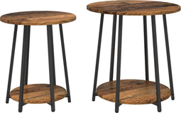 vidaXL - Bijzettafel - 2-pack - in - gerecycled - hout - en - metaal