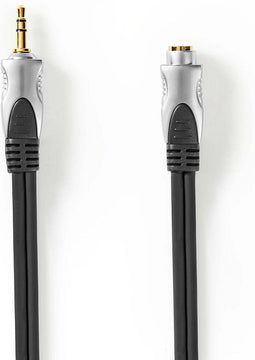 Stereo-Audiokabel - 3,5 mm Male - 3,5 mm Female - Verguld - 10.0 m - Rond - Antraciet - Doos