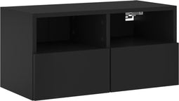 vidaXL - Tv-wandmeubel - 60x30x30 - cm - bewerkt - hout - zwart