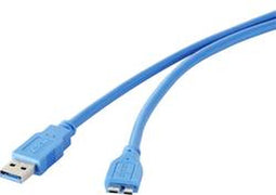 Renkforce USB 3.2 Gen 1 (USB 3.0) 1.00 m Blauw Vergulde steekcontacten [1x USB 3.2 Gen 1 stekker A (USB 3.0) - 1x Micro