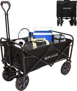 BRASQ Bolderkar - Opvouwbaar - 100 Liter - 80 KG Draagkracht - Draaibare wielen - Zwart