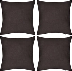 vidaXL - Kussenhoezen - katoen - 50 - x - 50 - cm - bruin - 4 - stuks