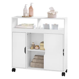 Eugad Badkamerkast met Wielen Multifunctioneel - Wit MDF - 70 x 20 x 71,5 cm
