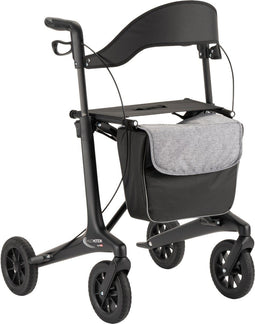MultiMotion Carbon Rollator L – 5,5 kg met Softwielen & Boodschappentas Zwart