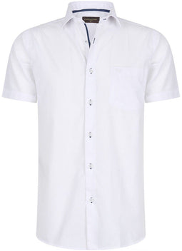 Cappuccino Italia - Heren Overhemden Korte Mouw Palermo - Wit - Maat 3XL