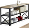 Tectake® Blackpool - Schoenenrek met zitje - 3 niveaus - Zwart metalen frame - Lichtbruin