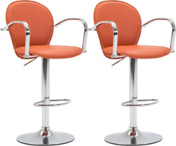vidaXL - Barkrukken - met - armleuning - 2 - st - kunstleer - oranje