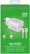 Celly ProPower - Wall Charger USB-C met USB-C kabel 20W - Wit