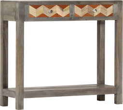 vidaXL - Wandtafel - 86x30x76 - cm - massief - mangohout - grijs