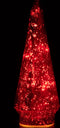J-Line decoratie Kerstboom - glas - rood - large - LED lichtjes