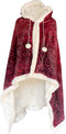 Linnick Flanel Fleece Deken + Hoodie met Capuchon Snake - bordeaux/black - 140x200cm - 130x180cm - Plaid