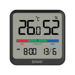 SAVIO CT-01/B - Draadloos weerstation - Temperatuur- en vochtigheidssensor - Zwart