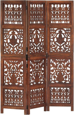 vidaXL - Kamerscherm - 3 - panelen - handgesneden - 120x165 - cm - mangohout - bruin