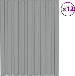 vidaXL - Dakpanelen - 12 - st - 60x45 - cm - gegalvaniseerd - staal - grijs