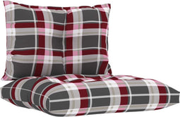 vidaXL - Palletkussens - 2 - st - ruitpatroon - stof - rood