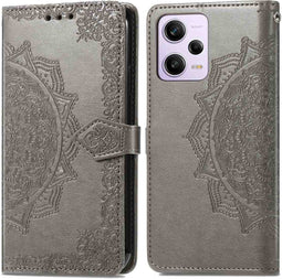 iMoshion Hoesje Geschikt voor Xiaomi Redmi Note 12 Pro Plus Hoesje Met Pasjeshouder - iMoshion Mandala Bookcase - Grijs