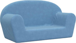 vidaXL Kinderbank 2-zits zacht pluche blauw