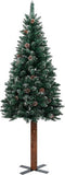 vidaXL - Kerstboom - met - echt - hout - en - sneeuw - smal - 150 - cm - groen