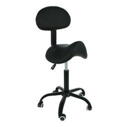 Alora zadelkruk met rugleuning zwart - verstelbaar in hoogte - ergonomisch