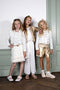 Le Chic ALLY C212-5185 - Spijkerjasje - Verticale ruffles met parels - Off-white