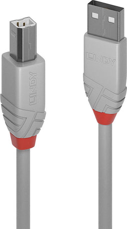 Lindy 36682 - USB 2.0 A naar B Kabel - 1 m - Grijs