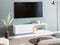 GLADSTONE - Wandgemonteerd TV-meubel - Wit - 140 cm - Vezelplaat