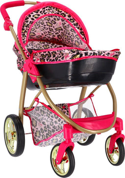 Glam Crew The Glam Crew 2In1 Poppenwagen Bella Met Luipaardprint Roze/Goud