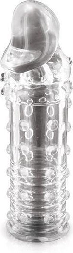 Glamy Love - Penissleeve - Transparant met Ribbels - 155mm Lang - 42mm Diameter