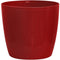Glanzende plantenpot - GARDEN ID - Glanzend Rood met wielen - 35 x 32 cm - Keramiek look - Waterdicht - Gemakkelijk te verplaatsen