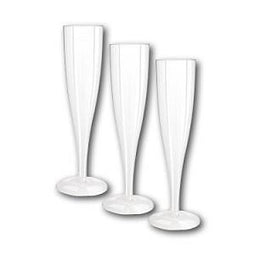 Glas champagne transparant met voet 10 stuks