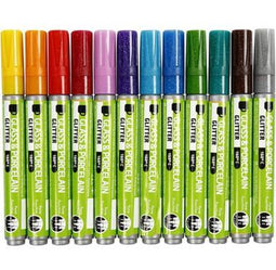 Glas- & Porseleinstiften, Diverse Kleuren, 2-4 , Semi-dekkend, 12 Stuk