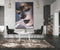 Glasschilderij Vrouw Gezicht - Abstract - Zwart-Wit-Goud - Ter Halle - 120x80cm