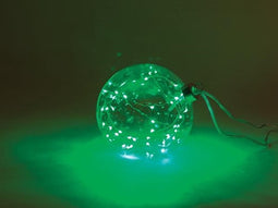 Glasslight LED - glazen ledbol - transparant - 12 cm - 40 leds - groen - batterijen niet meegeleverd