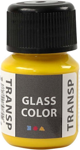 Glasverf - Porseleinverf - Verf Voor Porselein En Glas - Transparant - Citroengeel - Glass Color Transparant - Creotime - 30ml
