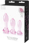 Glaze Glass - 3-delige glazen anaalplugset met rozenknop