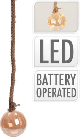 Glazen bal - Ø15cm - 24 LED - touw 100cm - met timer