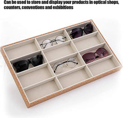Glazen Doos Glazen Vitrine 12 Grids Glazen Opbergdoos Houten Zonnebril Display Lade Glazen Sieraden Organizer