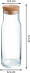 Glazen karaf tafelfles met kurkstop voor water, sap, melk - 1000 ml