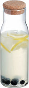 Glazen karaf tafelfles met kurkstop voor water, sap, melk - 1000 ml