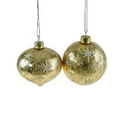 Glazen Kerstbal Soft Star - 2 Assorti - Goud - Glas - 8 cm - Werner Voss