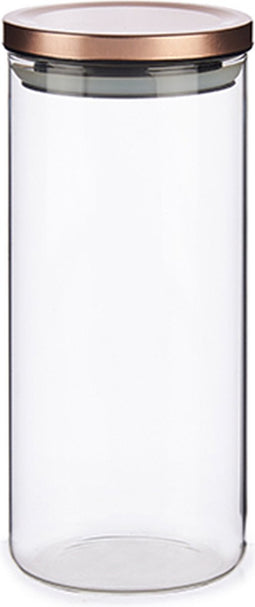 Glazen luxe keuken voorraadpot/voorraadbus 1380 ml- Voorraadbussen luchtdichte deksel rose goud - 10 x 23 cm