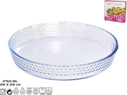 Glazen ovenschaal-serveerschaal rond 26 x 26 cm - Ovenschotel oven serveerschaal van glas