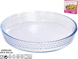 Glazen ovenschaal-serveerschaal rond 32 x 32 cm - Ovenschotel oven serveerschaal van glas